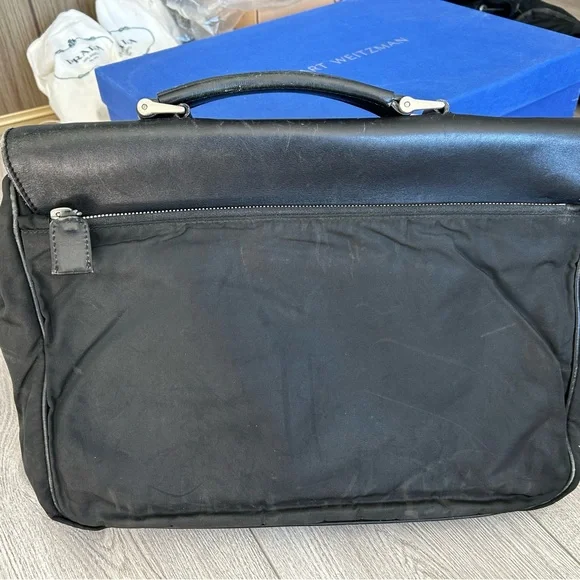 Prada Traditional Black Nylon/ Leather Foldable Briefcase